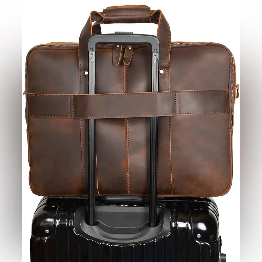 Brown 100% REAL ITALIAN Leather Men's Briefcase *NEW*